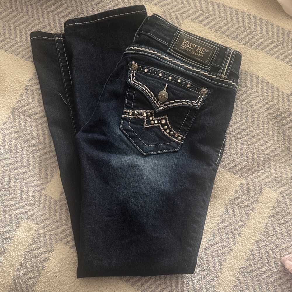 Miss Me Vintage Navy Boot Cut Jeans with Embellishments